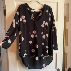 Daniel Rainn Floral Black Blouse